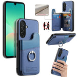 Portafoglio multi-carta con anelli in tessuto twill, custodia per telefono in pelle vegana, For Galaxy S25 Edge 5G, For Galaxy A56 5G, For Galaxy A26 5G