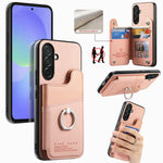 Portafoglio multi-carta con anelli in tessuto twill, custodia per telefono in pelle vegana, For Galaxy A36 5G, For Galaxy S25 5G, For Galaxy S25+ 5G