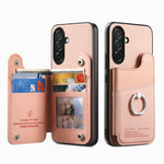 Portafoglio multi-carta con anelli in tessuto twill, custodia per telefono in pelle vegana, For Galaxy A36 5G, For Galaxy S25 5G, For Galaxy S25+ 5G
