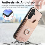 Portafoglio multi-carta con anelli in tessuto twill, custodia per telefono in pelle vegana, For Galaxy A36 5G, For Galaxy S25 5G, For Galaxy S25+ 5G