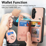 Portafoglio multi-carta con anelli in tessuto twill, custodia per telefono in pelle vegana, For Galaxy A36 5G, For Galaxy S25 5G, For Galaxy S25+ 5G