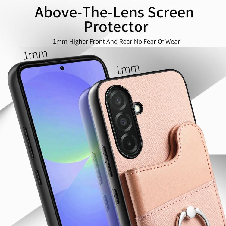 Portafoglio multi-carta con anelli in tessuto twill, custodia per telefono in pelle vegana, For Galaxy A36 5G, For Galaxy S25 5G, For Galaxy S25+ 5G