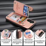 Portafoglio multi-carta con anelli in tessuto twill, custodia per telefono in pelle vegana, For Galaxy A36 5G, For Galaxy S25 5G, For Galaxy S25+ 5G