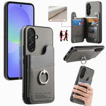 Portafoglio multi-carta con anelli in tessuto twill, custodia per telefono in pelle vegana, For Galaxy A36 5G, For Galaxy S25 5G, For Galaxy S25+ 5G