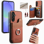 Portafoglio multi-carta con anelli in tessuto twill, custodia per telefono in pelle vegana, For Galaxy A36 5G, For Galaxy S25 5G, For Galaxy S25+ 5G