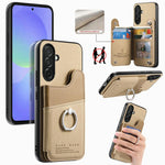 Portafoglio multi-carta con anelli in tessuto twill, custodia per telefono in pelle vegana, For Galaxy A36 5G, For Galaxy S25 5G, For Galaxy S25+ 5G