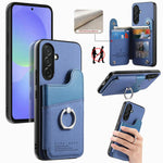 Portafoglio multi-carta con anelli in tessuto twill, custodia per telefono in pelle vegana, For Galaxy A36 5G, For Galaxy S25 5G, For Galaxy S25+ 5G