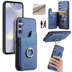 Portafoglio multi-carta con anelli in tessuto twill, custodia per telefono in pelle vegana, For Galaxy A36 5G, For Galaxy S25 5G, For Galaxy S25+ 5G