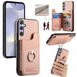Portafoglio multi-carta con anelli in tessuto twill, custodia per telefono in pelle vegana, For Galaxy A36 5G, For Galaxy S25 5G, For Galaxy S25+ 5G