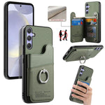 Portafoglio multi-carta con anelli in tessuto twill, custodia per telefono in pelle vegana, For Galaxy A36 5G, For Galaxy S25 5G, For Galaxy S25+ 5G