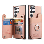Portafoglio multi-carta con anelli in tessuto twill, custodia per telefono in pelle vegana, For Galaxy S25 Ultra 5G, For Galaxy S24 FE 5G, For Galaxy A55 5G