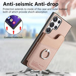 Portafoglio multi-carta con anelli in tessuto twill, custodia per telefono in pelle vegana, For Galaxy S25 Ultra 5G, For Galaxy S24 FE 5G, For Galaxy A55 5G