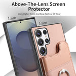 Portafoglio multi-carta con anelli in tessuto twill, custodia per telefono in pelle vegana, For Galaxy S25 Ultra 5G, For Galaxy S24 FE 5G, For Galaxy A55 5G