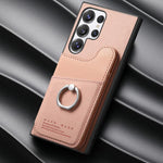 Portafoglio multi-carta con anelli in tessuto twill, custodia per telefono in pelle vegana, For Galaxy S25 Ultra 5G, For Galaxy S24 FE 5G, For Galaxy A55 5G