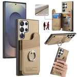 Portafoglio multi-carta con anelli in tessuto twill, custodia per telefono in pelle vegana, For Galaxy S25 Ultra 5G, For Galaxy S24 FE 5G, For Galaxy A55 5G