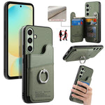 Portafoglio multi-carta con anelli in tessuto twill, custodia per telefono in pelle vegana, For Galaxy S25 Ultra 5G, For Galaxy S24 FE 5G, For Galaxy A55 5G