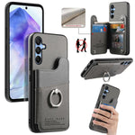 Portafoglio multi-carta con anelli in tessuto twill, custodia per telefono in pelle vegana, For Galaxy S25 Ultra 5G, For Galaxy S24 FE 5G, For Galaxy A55 5G