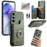 Portafoglio multi-carta con anelli in tessuto twill, custodia per telefono in pelle vegana, For Galaxy S25 Ultra 5G, For Galaxy S24 FE 5G, For Galaxy A55 5G