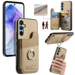 Portafoglio multi-carta con anelli in tessuto twill, custodia per telefono in pelle vegana, For Galaxy S25 Ultra 5G, For Galaxy S24 FE 5G, For Galaxy A55 5G