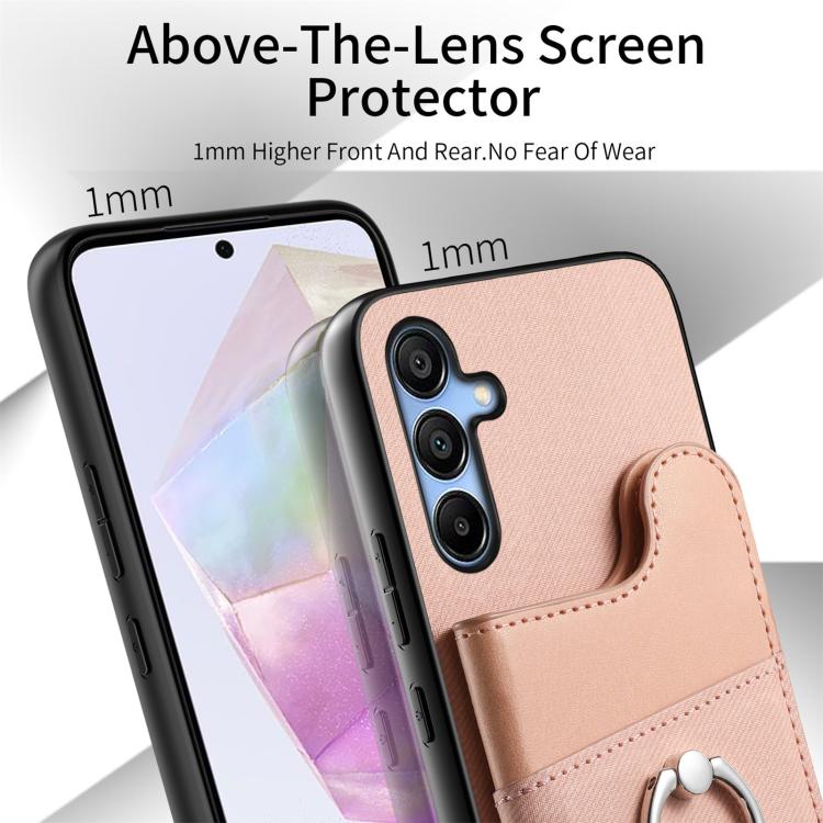 Portafoglio multi-carta con anelli in tessuto twill, custodia per telefono in pelle vegana, For Galaxy A35 5G, For Galaxy S24 Ultra 5G, For Galaxy S24+ 5G