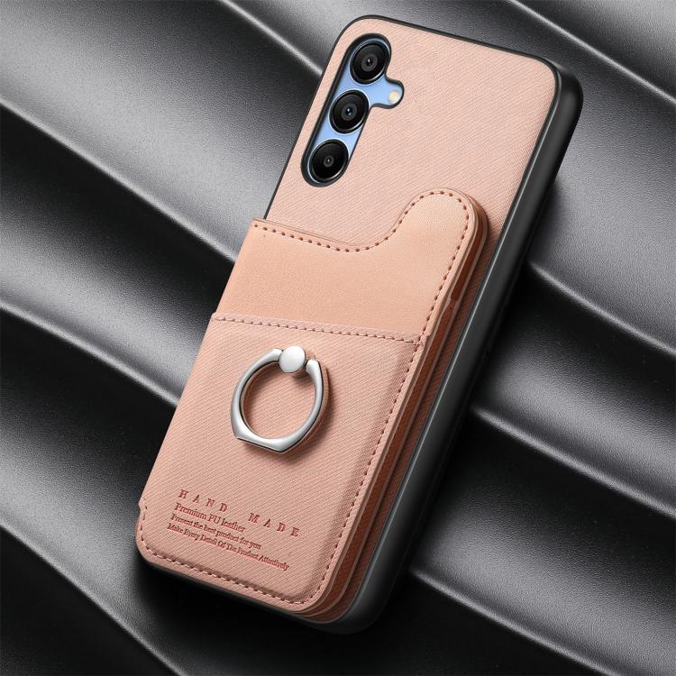 Portafoglio multi-carta con anelli in tessuto twill, custodia per telefono in pelle vegana, For Galaxy A35 5G, For Galaxy S24 Ultra 5G, For Galaxy S24+ 5G