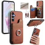 Portafoglio multi-carta con anelli in tessuto twill, custodia per telefono in pelle vegana, For Galaxy A35 5G, For Galaxy S24 Ultra 5G, For Galaxy S24+ 5G