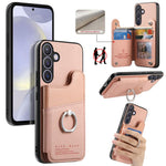 Portafoglio multi-carta con anelli in tessuto twill, custodia per telefono in pelle vegana, For Galaxy S24 5G, For Galaxy S23 FE 5G, For Galaxy A54 5G