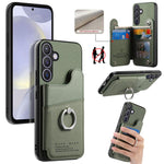 Portafoglio multi-carta con anelli in tessuto twill, custodia per telefono in pelle vegana, For Galaxy S24 5G, For Galaxy S23 FE 5G, For Galaxy A54 5G