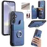 Portafoglio multi-carta con anelli in tessuto twill, custodia per telefono in pelle vegana, For Galaxy S24 5G, For Galaxy S23 FE 5G, For Galaxy A54 5G
