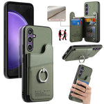 Portafoglio multi-carta con anelli in tessuto twill, custodia per telefono in pelle vegana, For Galaxy S24 5G, For Galaxy S23 FE 5G, For Galaxy A54 5G