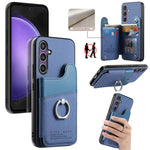 Portafoglio multi-carta con anelli in tessuto twill, custodia per telefono in pelle vegana, For Galaxy S24 5G, For Galaxy S23 FE 5G, For Galaxy A54 5G