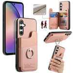 Portafoglio multi-carta con anelli in tessuto twill, custodia per telefono in pelle vegana, For Galaxy S24 5G, For Galaxy S23 FE 5G, For Galaxy A54 5G