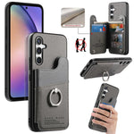 Portafoglio multi-carta con anelli in tessuto twill, custodia per telefono in pelle vegana, For Galaxy S24 5G, For Galaxy S23 FE 5G, For Galaxy A54 5G