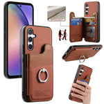 Portafoglio multi-carta con anelli in tessuto twill, custodia per telefono in pelle vegana, For Galaxy S24 5G, For Galaxy S23 FE 5G, For Galaxy A54 5G