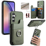 Portafoglio multi-carta con anelli in tessuto twill, custodia per telefono in pelle vegana, For Galaxy S24 5G, For Galaxy S23 FE 5G, For Galaxy A54 5G