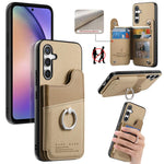 Portafoglio multi-carta con anelli in tessuto twill, custodia per telefono in pelle vegana, For Galaxy S24 5G, For Galaxy S23 FE 5G, For Galaxy A54 5G