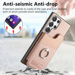 Portafoglio multi-carta con anelli in tessuto twill, custodia per telefono in pelle vegana, For Galaxy S23 Ultra 5G, For Galaxy S23+ 5G, For Galaxy S23 5G