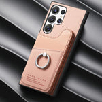 Portafoglio multi-carta con anelli in tessuto twill, custodia per telefono in pelle vegana, For Galaxy S23 Ultra 5G, For Galaxy S23+ 5G, For Galaxy S23 5G