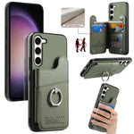 Portafoglio multi-carta con anelli in tessuto twill, custodia per telefono in pelle vegana, For Galaxy S23 Ultra 5G, For Galaxy S23+ 5G, For Galaxy S23 5G