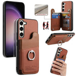 Portafoglio multi-carta con anelli in tessuto twill, custodia per telefono in pelle vegana, For Galaxy S23 Ultra 5G, For Galaxy S23+ 5G, For Galaxy S23 5G