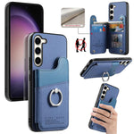 Portafoglio multi-carta con anelli in tessuto twill, custodia per telefono in pelle vegana, For Galaxy S23 Ultra 5G, For Galaxy S23+ 5G, For Galaxy S23 5G