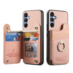 Portafoglio multi-carta con anelli in tessuto twill, custodia per telefono in pelle vegana, For Galaxy A17, For Galaxy A07, For Galaxy A16
