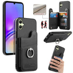 Portafoglio multi-carta con anelli in tessuto twill, custodia per telefono in pelle vegana, For Galaxy A17, For Galaxy A07, For Galaxy A16