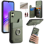 Portafoglio multi-carta con anelli in tessuto twill, custodia per telefono in pelle vegana, For Galaxy A17, For Galaxy A07, For Galaxy A16