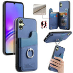 Portafoglio multi-carta con anelli in tessuto twill, custodia per telefono in pelle vegana, For Galaxy A17, For Galaxy A07, For Galaxy A16