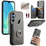 Portafoglio multi-carta con anelli in tessuto twill, custodia per telefono in pelle vegana, For Galaxy A17, For Galaxy A07, For Galaxy A16