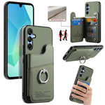 Portafoglio multi-carta con anelli in tessuto twill, custodia per telefono in pelle vegana, For Galaxy A17, For Galaxy A07, For Galaxy A16