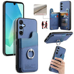 Portafoglio multi-carta con anelli in tessuto twill, custodia per telefono in pelle vegana, For Galaxy A17, For Galaxy A07, For Galaxy A16