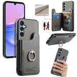 Portafoglio multi-carta con anelli in tessuto twill, custodia per telefono in pelle vegana, For Galaxy A15