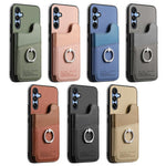 Portafoglio multi-carta con anelli in tessuto twill, custodia per telefono in pelle vegana, For Galaxy S26+ 5G, For Galaxy S26 Ultra 5G, For Galaxy S26 5G